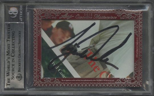 2012 Leaf Cut Signature "Executive Collection Masterpiece" Muhammad Ali/ Tiger Woods – Dual-Signature Sports Legends "1 of 1" Chase Card – BGS-Encapsulated